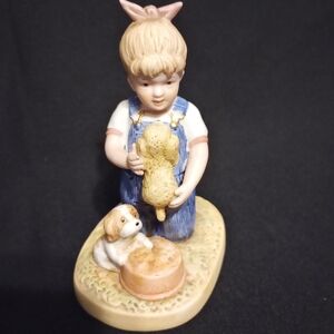 Vintage 1985 Homco Denim Days Debbie "Puppy Love" Figurine #1503